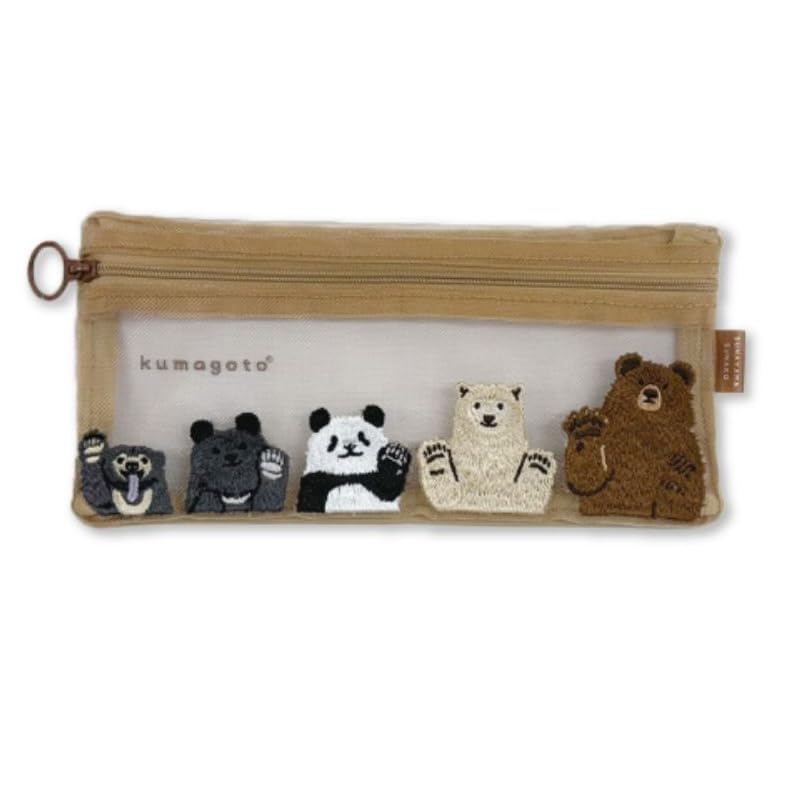パイン・クリエイト kumagoto スリム刺繍ポーチ ベージュ サイズ:約W21.5 D2 H10 25P46058