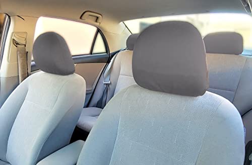 Yupbizauto Universal Headrest Covers for Cars & Trucks – Set of 2 Solid Grey Polyester Covers with Foam Backing for DVD & TV Monitors for Most Vehicles – Durable & Stylish Protection