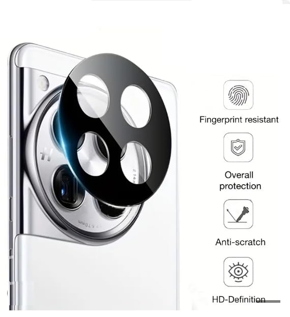 Image of ZARALA Glass Camera Lens Protector For OnePlus 12R [9H Hardness] [6D Lens Protector ] [Easy Installation] Black (OnePlus 12R)