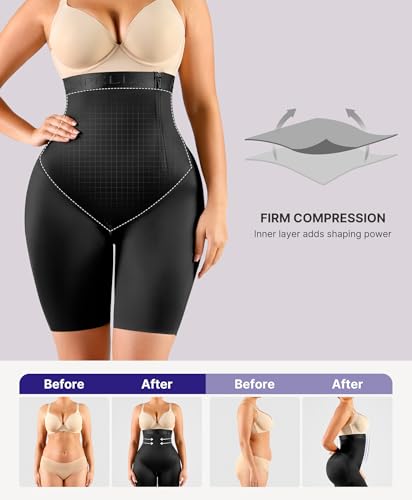 Image of SHAPELLX Shapewear for Women Tummy Control Faja Body Shaper Butt Lifting High Waisted Shorts Thigh Slimmer Bodysuit