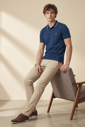 Image of Allen Solly Men's Polo T-Shirt | Polycotton Blend | Color-Block Print | Regular Fit | Smart Casual Wear