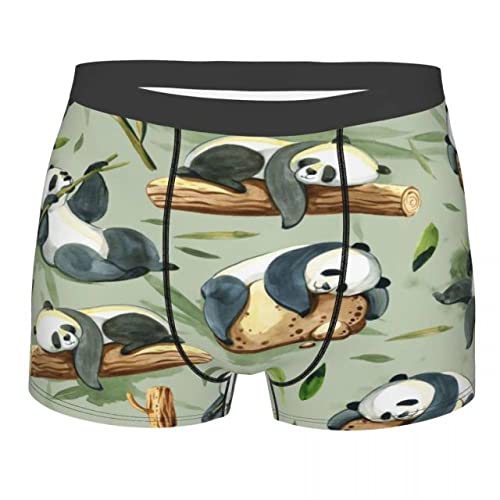 Photo de WunM Studio CE Culottes personnalisées personnalisées pour Hommes avec Photo Multi-Faces - sous-vêtements Sexy Panda Aquarelle avec éclaboussures Vertes et Feuilles
