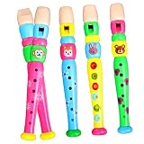 KOMBIUDA 4 Pièces pour Instruments Sonores Garçons Dessin Animé Animal en Bois Couleur Coloré Bébé Noël Développer avec Tout-Petits en Bois Soprano Motif Rythme Flûtes Piccolo Jouet