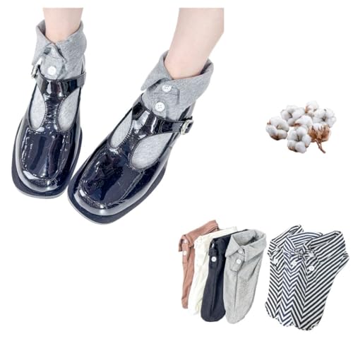 Women's COtton Collar Button Socks - Cute Short Crew, Long Collar Girly Style, Spring Summer Daily Wear