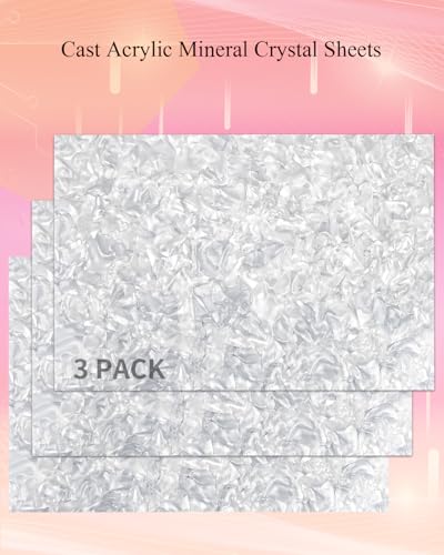 Image of TOEPODO Pearl Mineral Crystal Acrylic Sheets 1 /8 Thick Cast Acrylic Opaque Plastic Panels for Laser Cutting Crafting DIY Home /Festival Decore(3,White, 8x12 Inch)