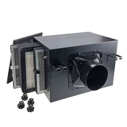 6 in Filter Box for Fresh Air Ventilation System - 3-Layer HEPA Activated Carbon Filtration Galvanized Steel Inline Housing Compatible with HVAC & 6 Inch Inline Duct Fans