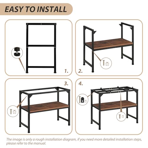 Image of 10-20 Gallon Fish Tank Stand, Metal Aquarium Stand with Adjustable Non-Slip Foot and Wooden Shelf, Reptile Tank Stand Easy to Assemble for Home Office, Firm and Steady(Tank not Included)