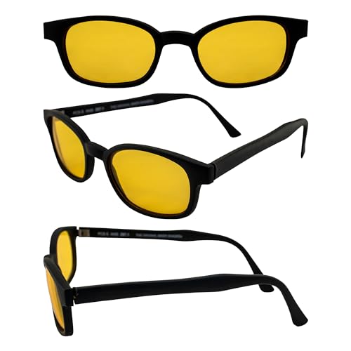 Pacific Coast Sunglasses KD's Óculos de sol retangulares com armação preta fosca/lente amarela (211