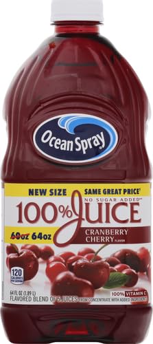 Image of Ocean Spray 100% Juice Cranberry Cherry Juice Blend, 64 Fl Oz Bottle (Pack of 4)