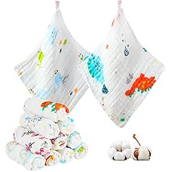 Toallas Para Bebés Recien Nacidos Muselinas Bebe Algodon Gasas para Bebes Toallas Bebe Recien Nacido Toalla BañO Baberos Bebe Recien Nacido Muselina para ReciéN Nacidos Koo-dib 10 Piezas Toallitas Reutilizables Bebe 25x25 cm