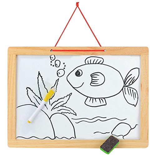 Image of PLUSPOINT Multifunctional Dry Erase Double Sided Marker & Chalk Board Magnetic White Board for Wall, Office, School, Home, Hanging Slate for Decoration /Planning /Kitchen Grocery List /Drawing /Memo