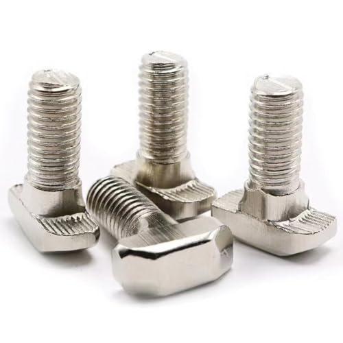 Image of M8 x 25mm Metric Thread T Slot,Drop-in Stud Sliding T-Bolt,Hammer Head Bolt,T Screw Stud for 4040 Series Standard 8mm T-Slot Aluminum Extrusion Profile,Carbon Steel Nickel Plated (40-Series,20 Pcs)