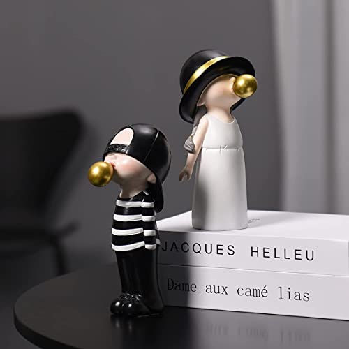 Kakizzy Small Figurines Decor, Black And White Little Girl Living Room Table Figures Small Shelf Decor Items Resin Home Décor Accents Fun Nick Nacks House Statue Decor Indoor For Office, C-Girl Black #TOP5