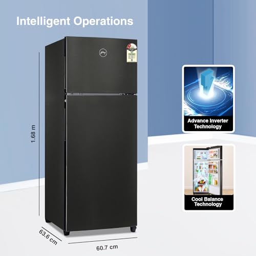 Image of Godrej Edge 294 L 2 Star 5 Years Comprehensive Warranty with Nano Shield Technology Inverter Frost Free Double Door Refrigerator Appliance (RT EONVALOR 310B 25 RCIM FS ST, Fossil Steel)