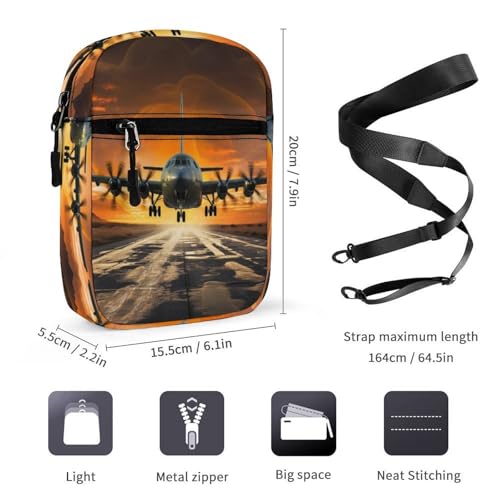 Personalized Small Crossbody Bag Water Resistant Messenger Bags Mini Aircraft Approach Printing SlingBag For Men Women2