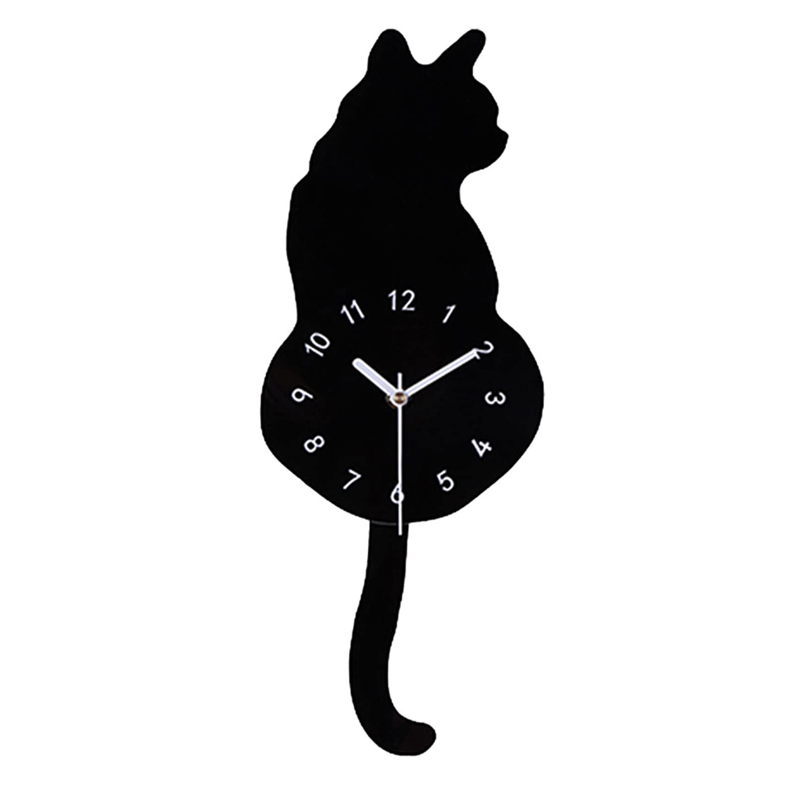 3D Wall for Clock Decor Decorative Silent Non Ticking Clock Easy to Read for Kids ' Bedroom Nursery Room Study R Wall Clocks Battery Operated Swinging Tail Pendulum with Moving Tail Whimsical
