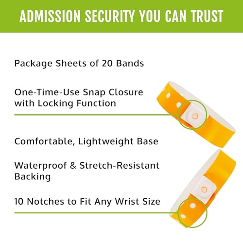 Image of 500 WristCo Neon Orange Plastic Wristbands for Events - Extended Wear, Secure Snap Prevents Reuse - Premium-Grade Bracelets for Hospital & Medical ID, Party & VIP Identification (Pack of 2)