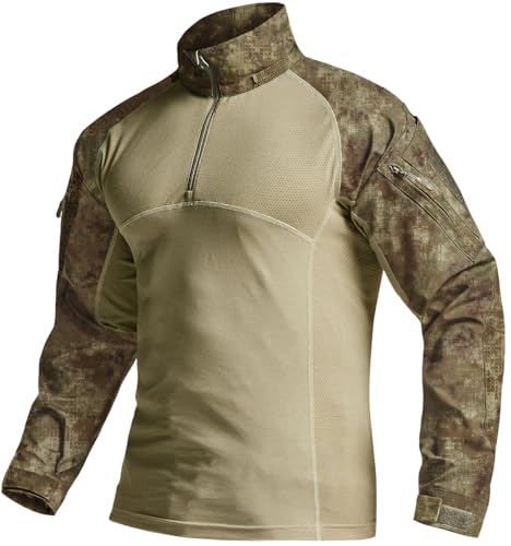 Image of CQR Men's Tactical Combat Shirt, 1 /4 Zip Long Sleeve Breathable Military BDU Training Top for Shooting, Hunting, Range Use