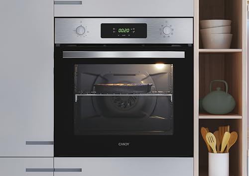 Candy FIDCP X625 L, Four multifonction, 70L, 1 plateau et 1 grille, ventilateur radial, nettoyage aquatique, 8 fonctions, affichage Timer Touch, commandes Push & Pull, porte double verre, inox et noir – Image 3