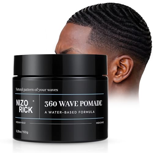 NIZORICK Men's 360 Wave Pomade 150g, Water-Based – Wave Styling Grease for Hair – Non-Greasy,...