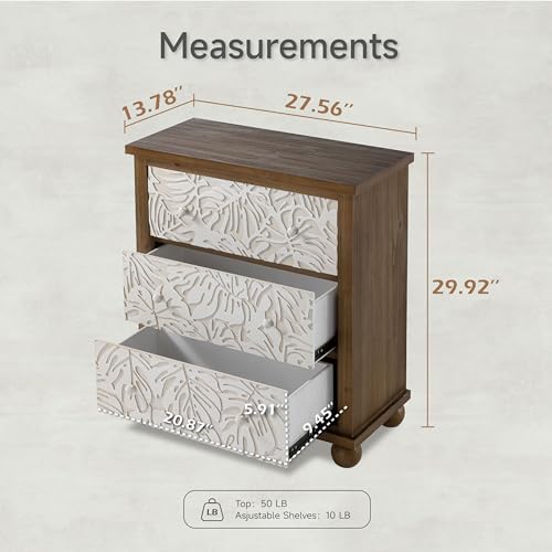 Lonykefarmhouse3drawerdresserwithleavespatterncarvedvintagefrenchcountrychestaccentcabinetdistressedfinishwhitebrown Urban Country Home Decor Lonyke farmhouse 3 drawer dresser with leaves pattern carved vintage french country chest accent cabinet distressed finish white brown urban country home decor