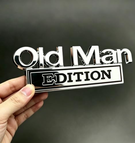 Image of 3D Old Man Edition Chrome Emblems Badges Sticker Car Vehicle, Truck, Motorcycle, RV, Scooter, SUV, Door, Window, Room, Wall and More Decoration (Silver Edition)