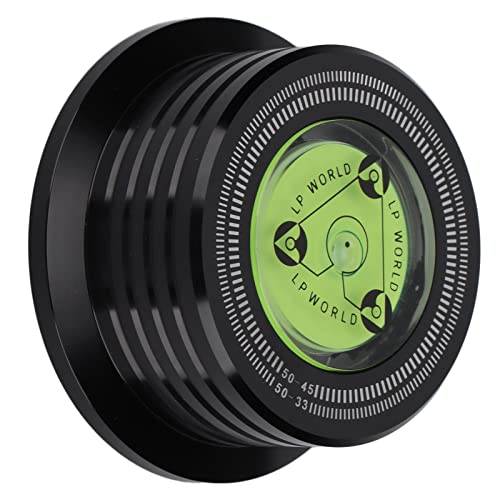 Stabilisateur de disque vinyle en aluminium noir avec niveau à bulle