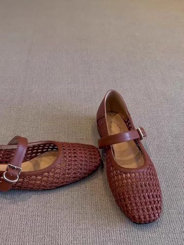 Woven Ballet Flats for Women Mesh Mary Janes Sandals - Retro Cute Plus Size Trendy Athleisure Breathable Causal Comfortable Walking Lightweight Running Beach Travel Standing All Day Business Office2