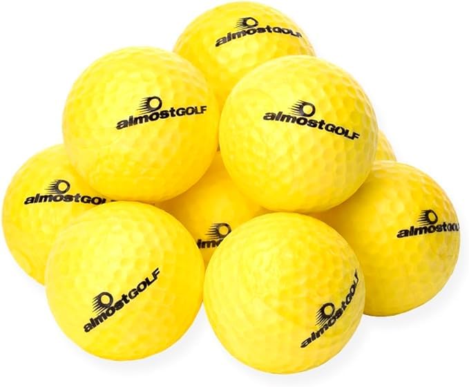 ALMOSTGOLF Limited Flight Practice Foam Golf Balls Realistic Spin Trajectory & Accuracy Training Pack of 24 Hi-Vis Yellow