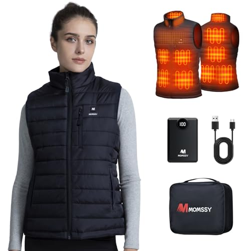 MOMSSY Women Heated Vest with 12000mAh Battery Pack, 9 Heated Zones Lightweight Heated Jacket for...