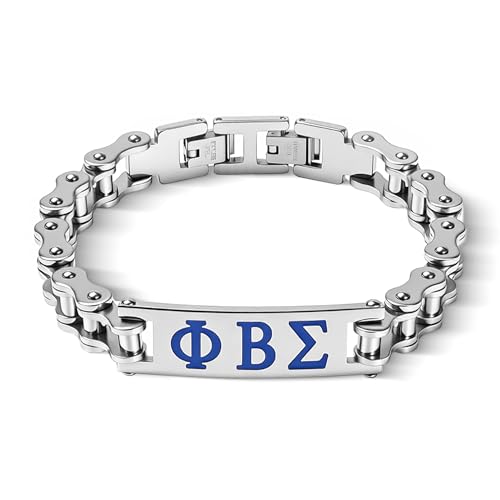 BBGreek Phi Beta Sigma Fraternity Paraphernalia - Official Vendor - Bike Chain Bracelet - Greek Letters