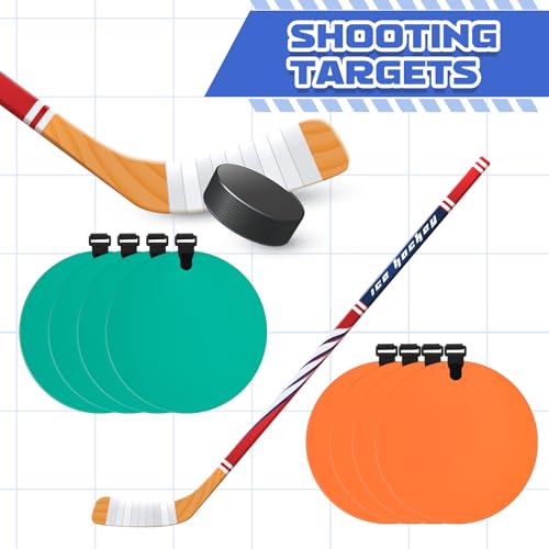 Image of Arrowbash Silicone Hockey Shooting Targets Agility Shooting Goal Target Discs with Straps Set Reactive Hockey Training Equipment for Lacrosse Soccer Baseball Practice Accuracy, Orange, Green