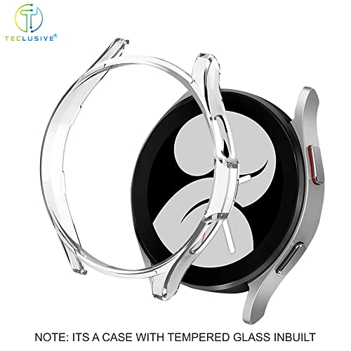 Image of T TECLUSIVE Slim Curved Protective Cover with Tempered Glass Compatible for Galaxy Watch 4 40mm | Shockproof 360 Degree Protection Case with Tempered Glass (40MM, Transparent)