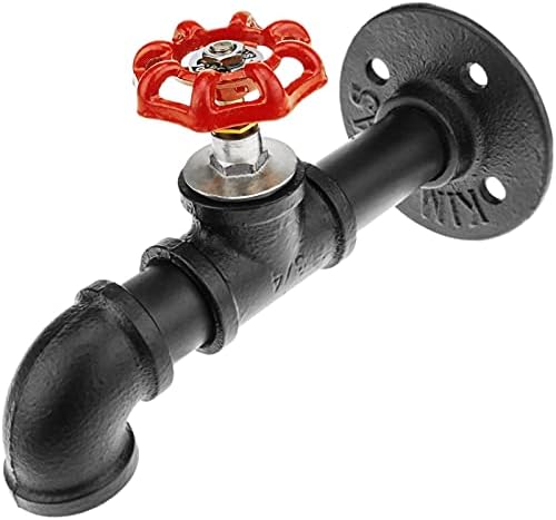 PrimeMatik - Perchero de Pared de Acero 1 Gancho. Colgador de Ropa y toallero de Tubo con Grifo Industrial