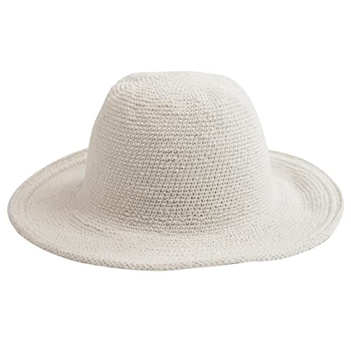 San Diego Hat Company Women's Cotton Crochet Hat, Floppy Hat, UPF 50+, 3” Brim, Natural