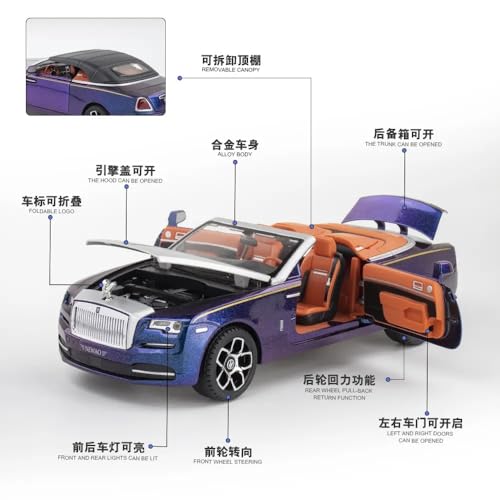 Image of Scale Exclusive Alloy Metal Pull Back | Die-cast Car Model with Sound Light Mini Auto Toy for Kids Metal Model Toy Car with Sound and Light (1.24 Scale- Rolls ROICE Down-Black)