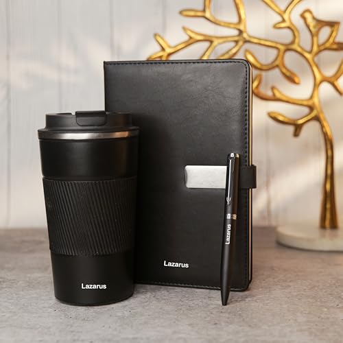 Image of Personalised 3 in 1 Corporate Gift Set which Includes Diary,Coffee Mug, Metal Pen Gift Set for, Employee of The Month, Corporate Gift for Clients,Diwali Gifts(Black)