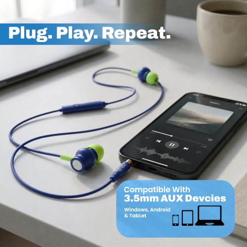 Image of EVM 3.5mm Jack Wired Earphone |HD Mic| in-Line Music & Call Controls | Drivers | Powerful Audio | Unique Earbuds Design | Stereo Sound | 1 Year Warranty (EVM-HF-03-Blue)