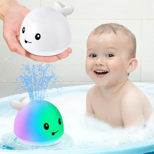 Image of Gigilli Baby Bath Toys, Bath Toys for Kids Ages 1-3, 1 2 3 Year Boy Girl Gift Christmas Stocking Stuffers for Babies 6-12-18 Months Light Up Whale Bath Toy Sprinkler Toddler Birthday Bathtub Water Toy