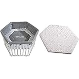 roba Laufgitter 'Rock Star Baby', Laufstall 6-eckig, sicheres Spielgitter inkl. Schutzeinlage & Rollen, Holz weiß + Laufgittermatratze, Matratze f, Laufgitter 6-eckig, gesteppt, 120cm, weiß