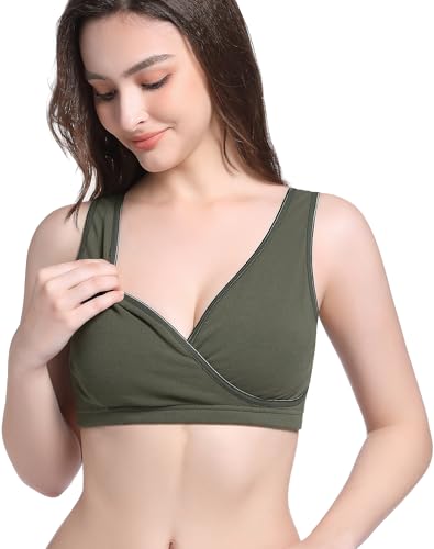 Image of CAKYE 4 Pack Nursing Bras for Breastfeeding Maternity Cotton Sleep Bralette