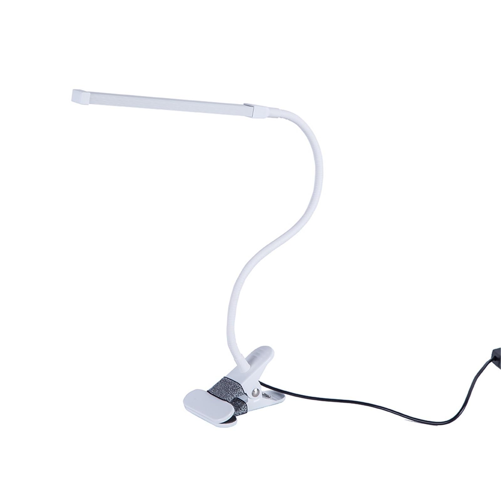 Luminosa lampada LED USB da 6 W con clip flessibile da lettura, lampada da tavolo da scrivania, lampada da letto, illuminazione da comodino (bianco)