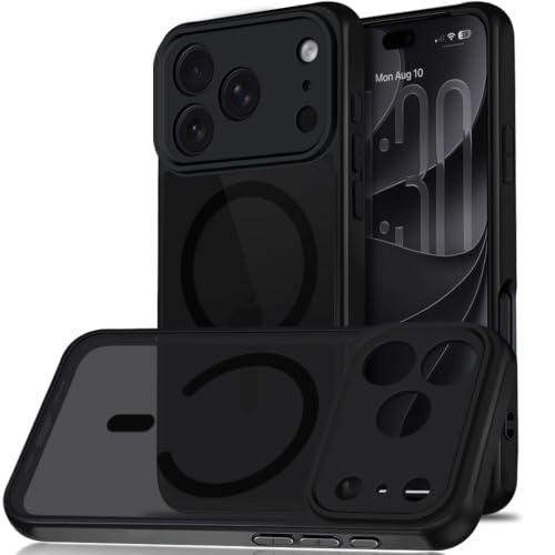 Image of TheGiftKart Hybrid Matte Frosted Translucent Back Cover Case for iPhone 18 Pro Compatible with MagSafe | Shockproof Design | Camera Protection Module | Hard Back Cover Case (PC & TPU, Frost Black)