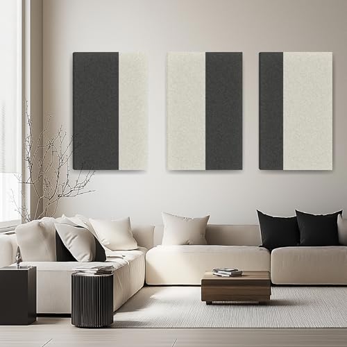 Soon Global 3-Pack Stitched Fabric Acoustic Panels Sound Absorbing, 3-Piece 35.5x23.6 Inches Sound Proof Foam Panels for Walls, Sound Dampening Wall Panels for Home, Office. Dark Gray and Light Gray