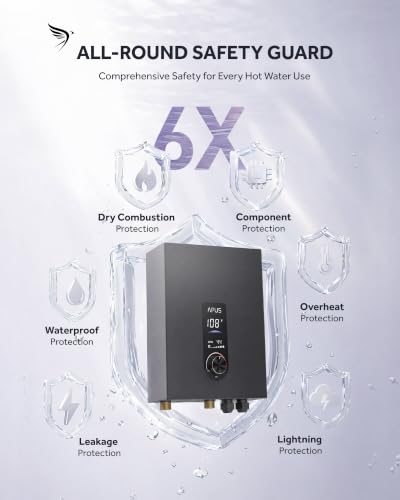 Image of APUS 18kW Tankless Water Heater Electric, 240V Instant On Demand Hot Water Heater, Up to 4.4 GPM with LED Display, Space-Saving and Energy-Saving Whole House Water Heater Design