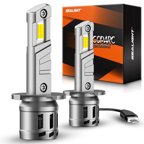 SEALIGHT H1 Bulbs, 30000LM 6500K H1 Fog Bulbs with Cooling Fan, 1:1 Mini Size for Powersports ATV/UTV, 60000+ Hours Lifspan, Plug-N-Play, Pack of 2