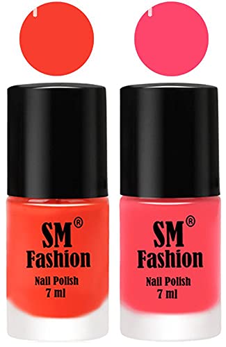 Image of Long Lasting Nail Polish | Nail Paint Combo 7 ml Each) - Set of 2 Light Orange-Pink