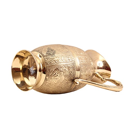Image of Indian Art Villa Brass Shahi Designer Jug Pitcher | 1300 ML | for Storage & Serving Water Home Hotel Restaurant Gift Item