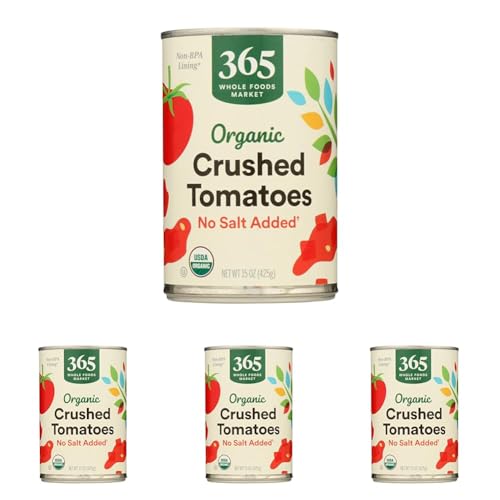 365 by Whole Foods Market, Tomatoes Crushed No Salt Added Organic, 15 Ounce (Pack of 4)