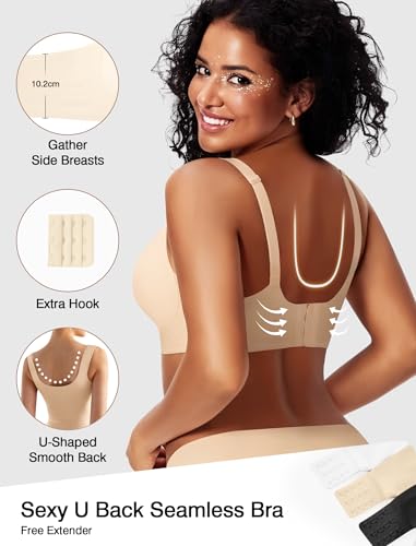 Image of Wireless Bras for Women Jelly No Underwire Push Up Seamless Comfort Full Coverage Supportive Soft Everyday Tshirt Bra